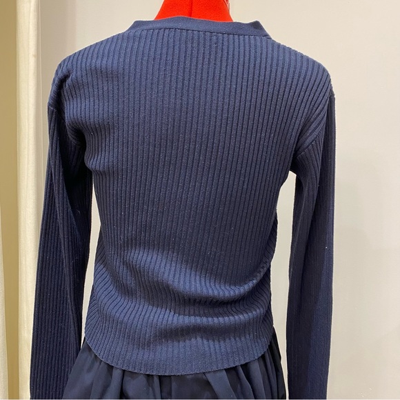 OAK + FORT Navy Ribbed Cardigan - Picture 5 of 8